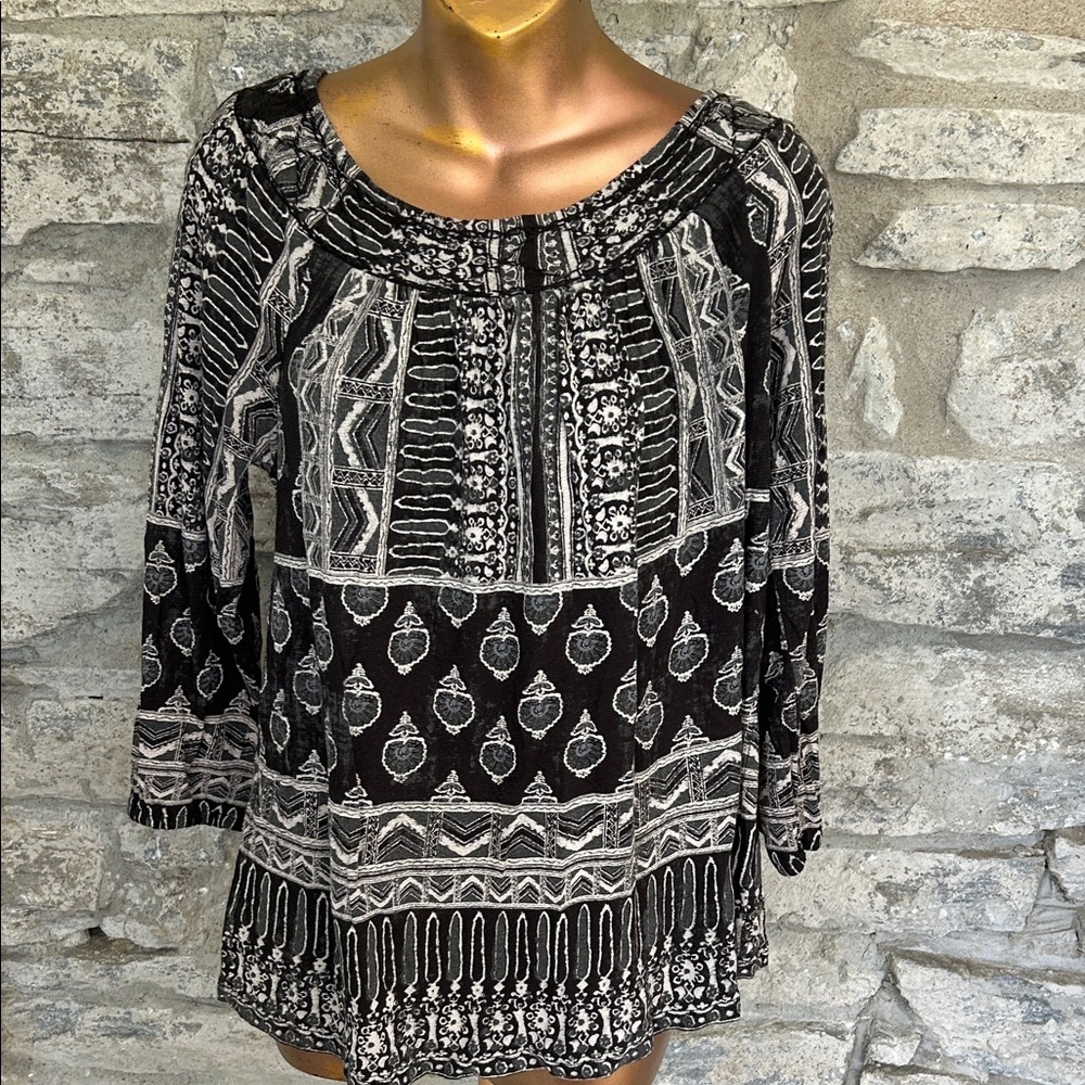 Lucky Brand Black and White Patterned Top